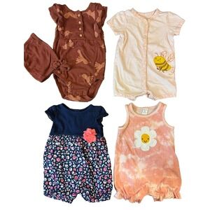 Baby Girl Clothes Lot 6 Months Romper Shorts Summer Outfits Hat Bundle Bee Bird